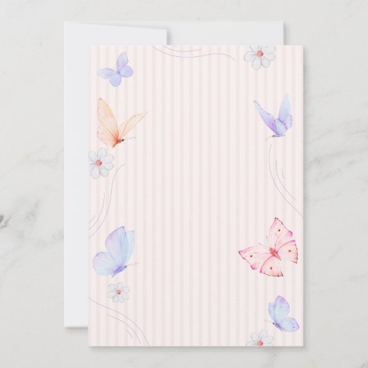 Blumenschlauch Butterfliegen Gestrichen Geburtstag Einladung (Rückseite)