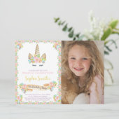 Blumenschlauch zum Geburtstag Einladung mit Foto (Stehend Vorderseite)