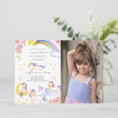 Blumenschlauch zum Geburtstag Einladung mit Foto (Stehend Vorderseite)