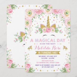 Blumenschlauch zum Geburtstag Einladung Pink Gold 