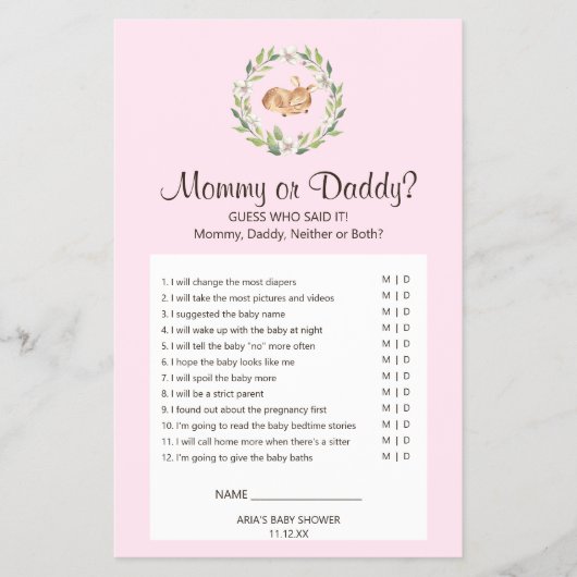 Blumenschluckauf Hirschmädchen oder Daddy Game Flyer (Vorne)