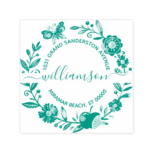 Blumenschmetterling Elegante Rücksendeadresse Permastempel (Design)