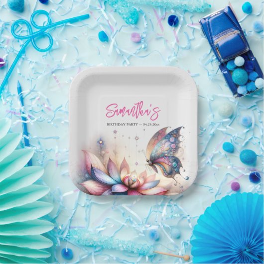 Blumenschmetterling Geburtstag entledigen Pappteller (Party)