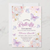 Blumenschmetterling Girl Babydusche Einladung (Vorderseite)