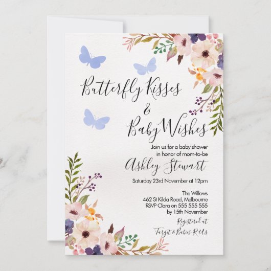 Blumenschmetterling küsst einladung (Vorderseite)