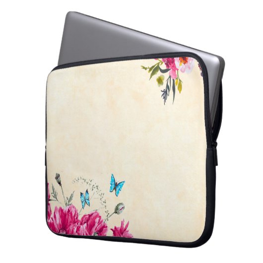 Blumenschmetterling Laptopschutzhülle (Vorderseite Links)