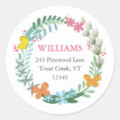 Blumenschmetterling Rücksendeadresse Runder Aufkleber (Vorderseite)