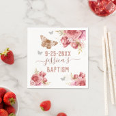 Blumenschmetterling Taufe Personalisierter Zeitung Serviette (Beispiel)