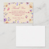 Blumenschmetterling Wasserfarbe Danke, Baby Dusche Mitteilungskarte (Vorne/Hinten)