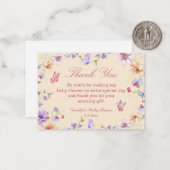 Blumenschmetterling Wasserfarbe Danke, Baby Dusche Mitteilungskarte (Vorderseite/Rückseite Beispiel)