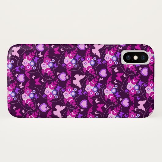 Blumenschmetterlinge & Herz, rosa Telefonkiste Case-Mate iPhone Hülle (Rückseite (Horizontal))