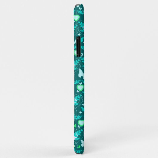 Blumenschmetterlinge & Herzen Jade Green iPhone Ca Case-Mate iPhone Hülle (Hinten/Rechts)