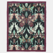 Blumenschmetterlinge Muster in Burgund und Aquamar Fleecedecke (Vorderseite)