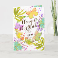 Blumenschmetterlinge zum Geburtstag. Karte