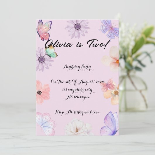 Blumenschmetterlinge zum Geburtstag Save The Date (Stehend Vorderseite)