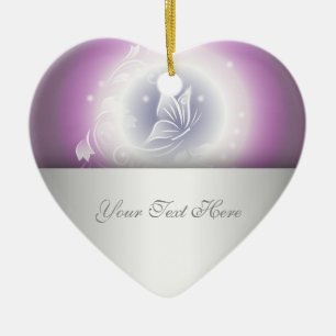 Blumenschmetterlings-Fantasie lila Keramik Ornament