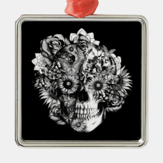 Blumenschmetterlings-Ohmschädelillustration im Ornament Aus Metall