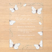 Blumenschmetterlingsgarten Transparentes Brautpart Acryleinladungen (Vorderseite)