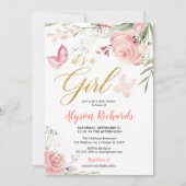 Blumenschmetterlingsmädchen-Babyparty Einladung (Vorderseite)
