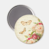 Blumenschmetterlingsmagnet bei Vintager Rose Magnet (Vorderseite/Rückseite)