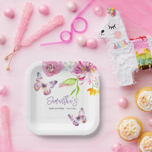 Blumenschmetterlingswaage Pappteller (Party)
