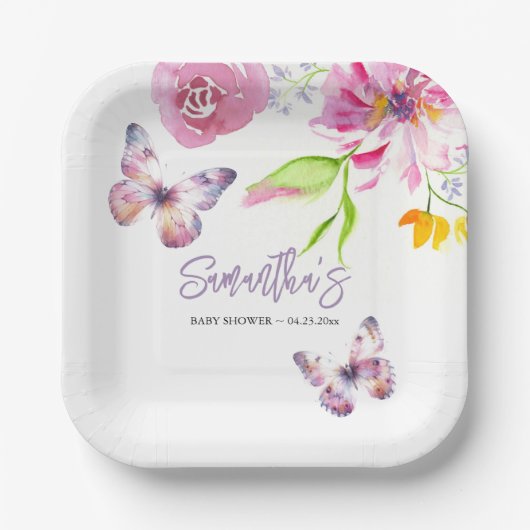 Blumenschmetterlingswaage Pappteller (Vorderseite)