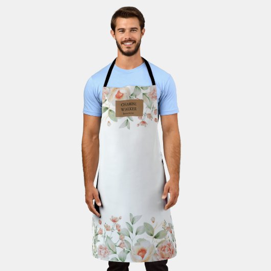 Blumenschminksalon Monogramm-Schürze Schürze (Getragen)