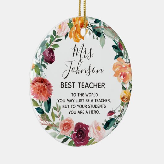 Blumenschmuck Beste Lehrerin Keramik Ornament (Rechts)