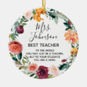 Blumenschmuck Beste Lehrerin Keramik Ornament (Vorne)