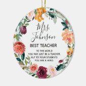 Blumenschmuck Beste Lehrerin Keramik Ornament (Links)