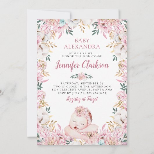 Blumenschmuck-Dusche Einladung (Vorderseite)