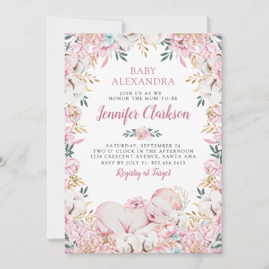 Blumenschmuck-Dusche Einladung (Vorderseite)