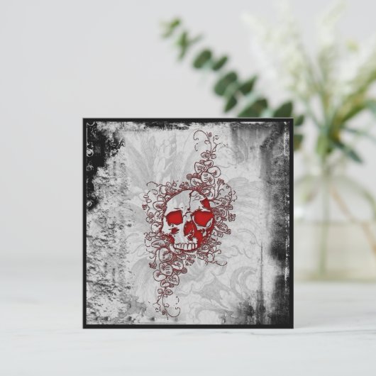 Blumenschmuck Goth Grunge Einladung (Stehend Vorderseite)
