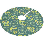 Blumenschmuck, nahtlos elegantes Muster. Polyester Weihnachtsbaumdecke (Schrägansicht)