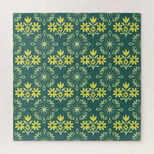 Blumenschmuck, nahtlos elegantes Muster. Puzzle