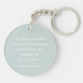 Blumenschneedecke mit Monogramm. Pastelgrün Schlüsselanhänger (Rückseite)