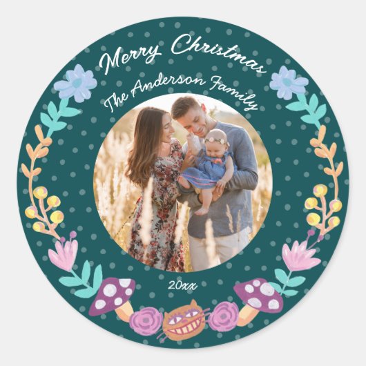 Blumenschrei Katzenkätzchen Grün Weihnachtsgebäck  Runder Aufkleber (Vorderseite)