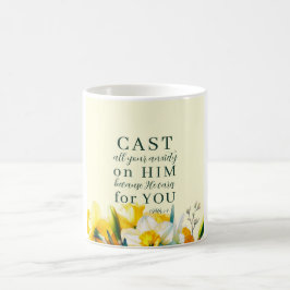 Blumenschrift 1 Peter 5:7 Kaffeetasse