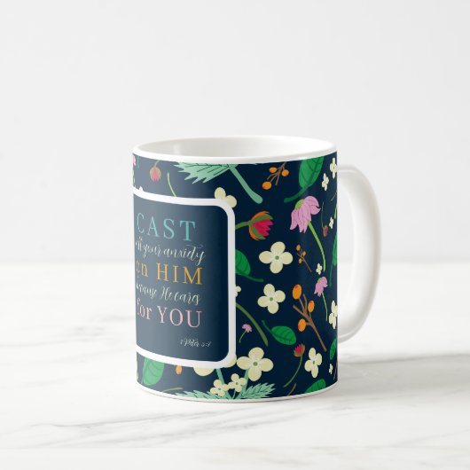 Blumenschrift 1 Peter 5:7 Kaffeetasse (VorderseiteRechts)