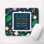 Blumenschrift 1 Peter 5:7 Mousepad (Mit Mouse)