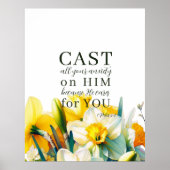 Blumenschrift 1 Peter 5:7 Poster (Vorne)
