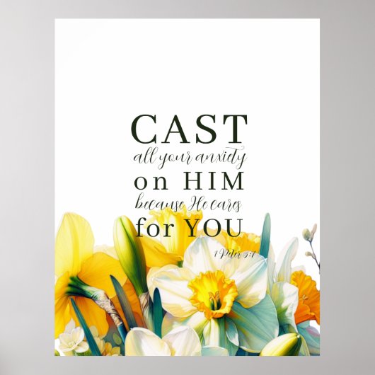 Blumenschrift 1 Peter 5:7 Poster (Vorne)