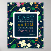 Blumenschrift 1 Peter 5:7 Poster (Vorne)