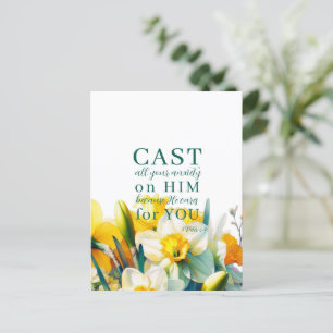 Blumenschrift 1 Peter 5:7 Postkarte