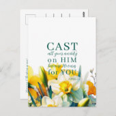 Blumenschrift 1 Peter 5:7 Postkarte (Vorne/Hinten)