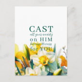 Blumenschrift 1 Peter 5:7 Postkarte (Vorderseite)