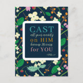 Blumenschrift 1 Peter 5:7 Postkarte (Vorderseite)