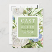 Blumenschrift 1 Peter 5:7 Postkarte (Vorne/Hinten)