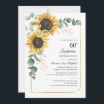 Blumenschrift 60. Geburtstag Einladung<br><div class="desc">Eukalyptus Sonnenblume Blumenschrift 60. Geburtstag Einladung können Sie leicht mit Ihren Party-Details,  indem Sie auf die Schaltfläche "Personalisieren". Mit leuchtend gelben Blumen und Grün sukkulent mit einem geometrischen Rahmen aus Goldfolie und modernen Typografie</div>