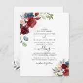 Blumenschrift Burgundy Botanische Moderne Hochzeit Einladung (Vorne/Hinten)
